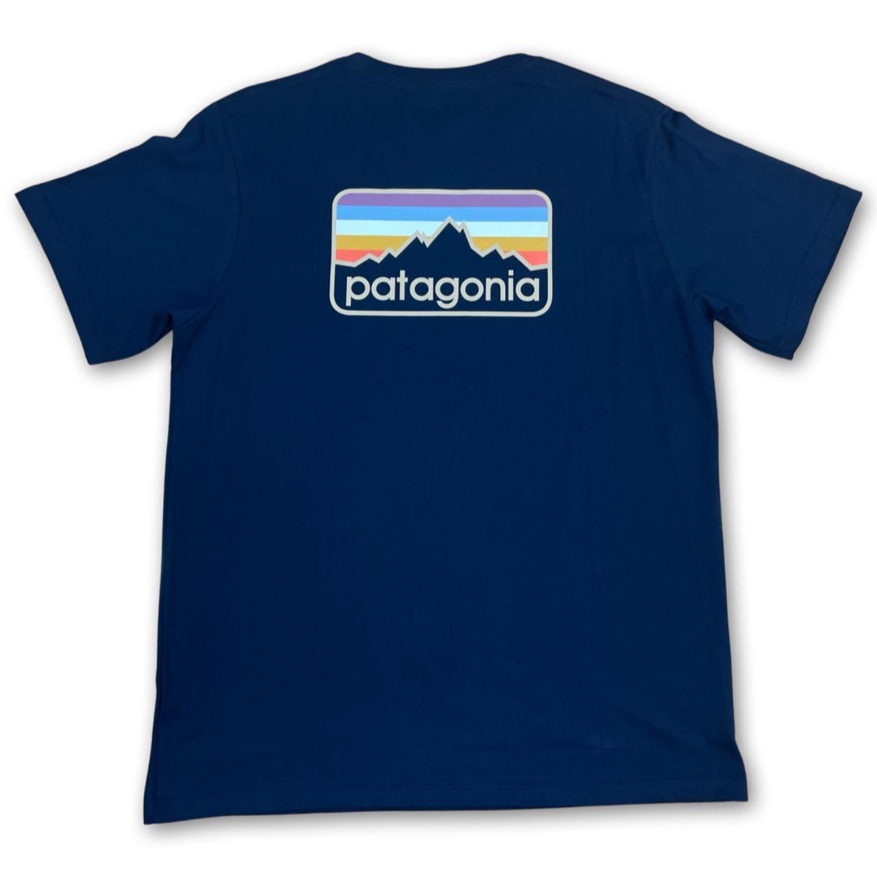 Patagonia Mountain Box Logo Navy T-Shirt Colours -... - Depop