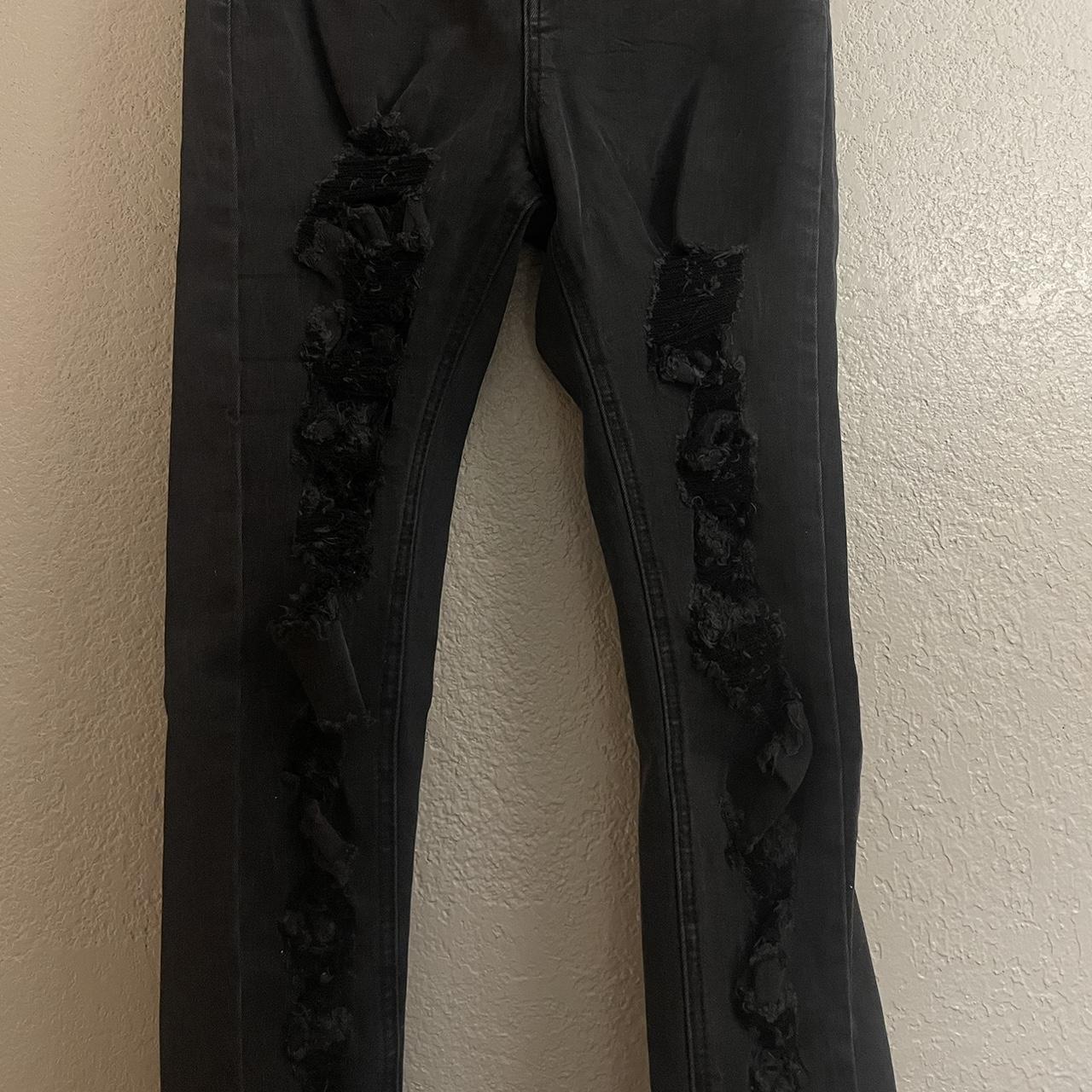 Black Ultra Distressed Skinny Jeans Never Worn Only Depop   P0 