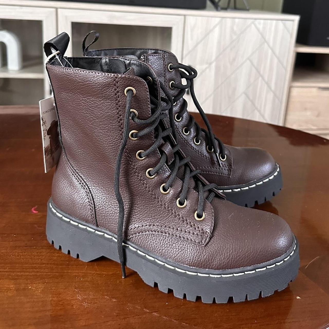 Dark red hotsell combat boots