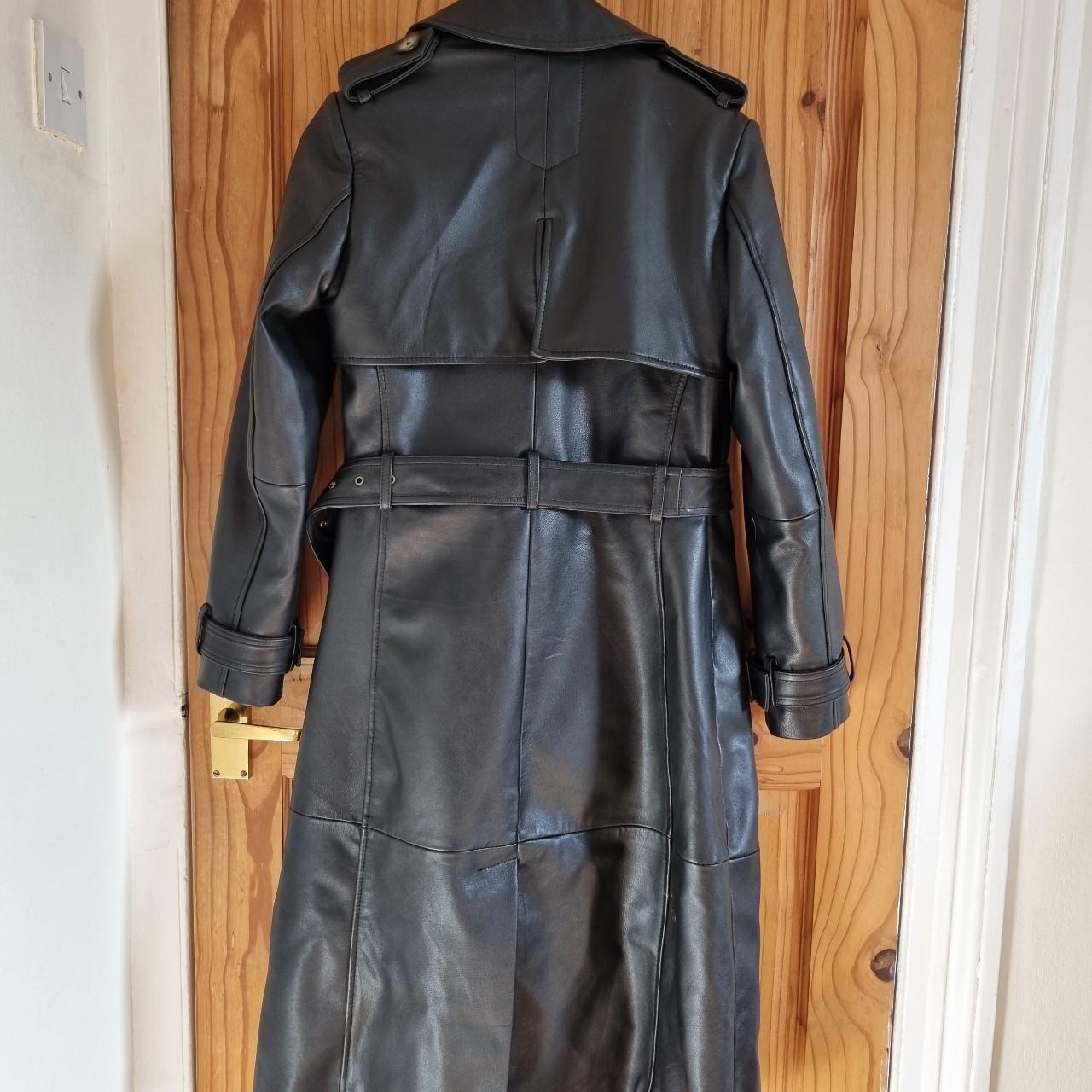 REAL LEATHER TRENCH COAT - SIZE XS WORN... - Depop