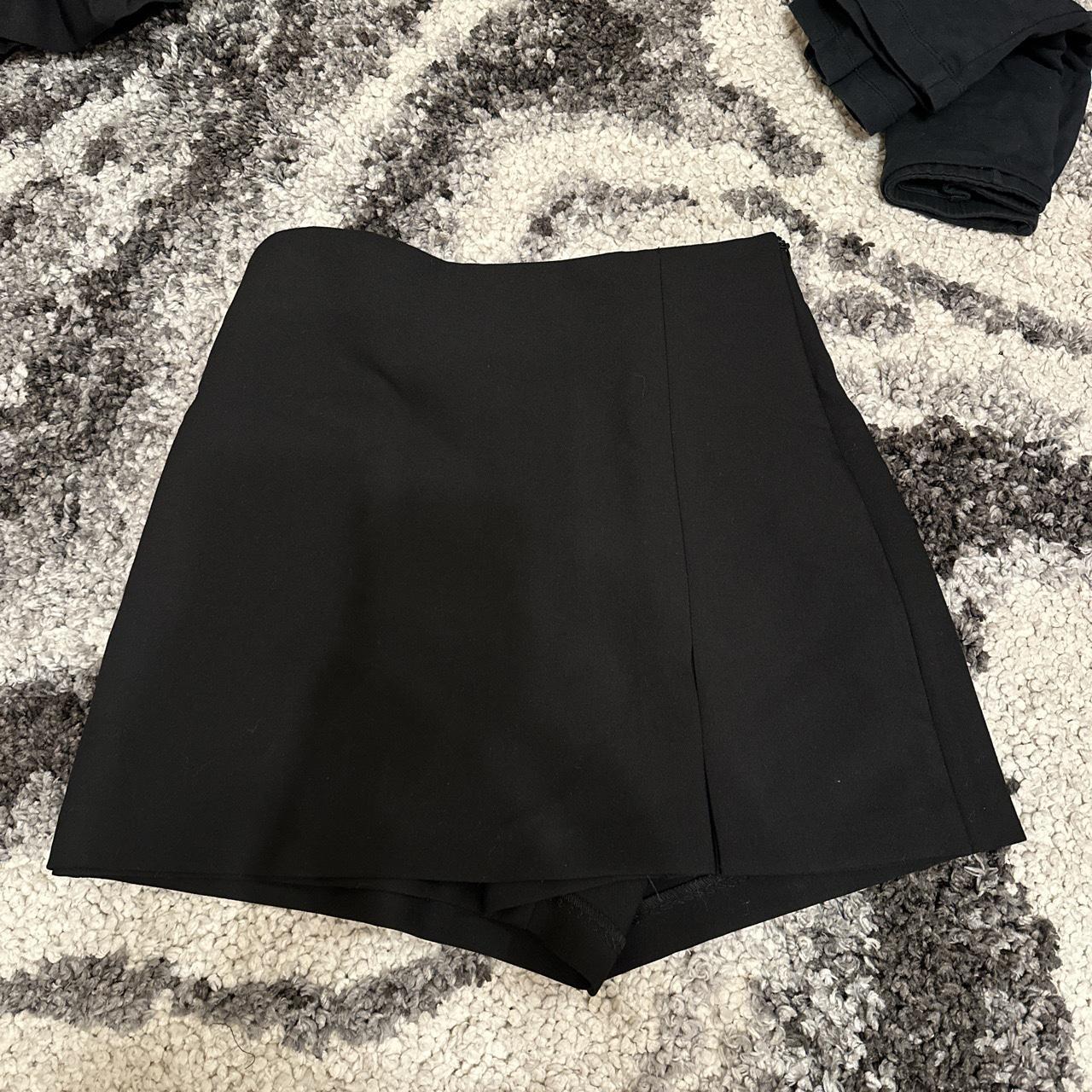 Black high waisted mini skort! Has a small slit on... - Depop