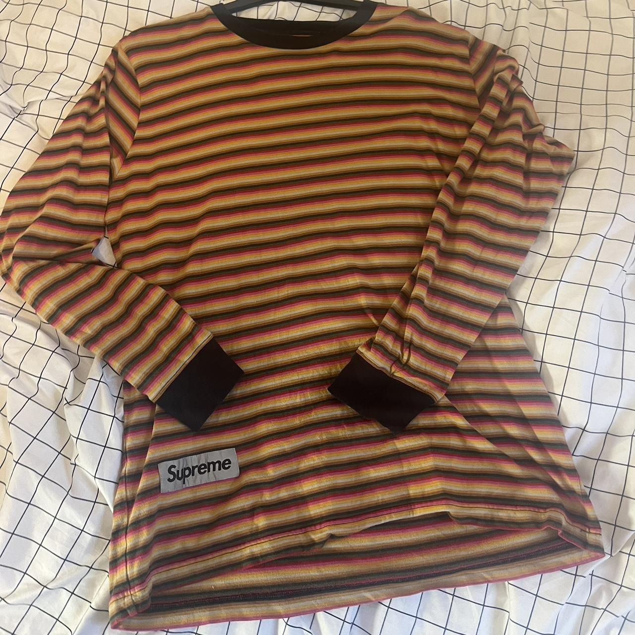 Supreme striped 2024 logo long sleeve