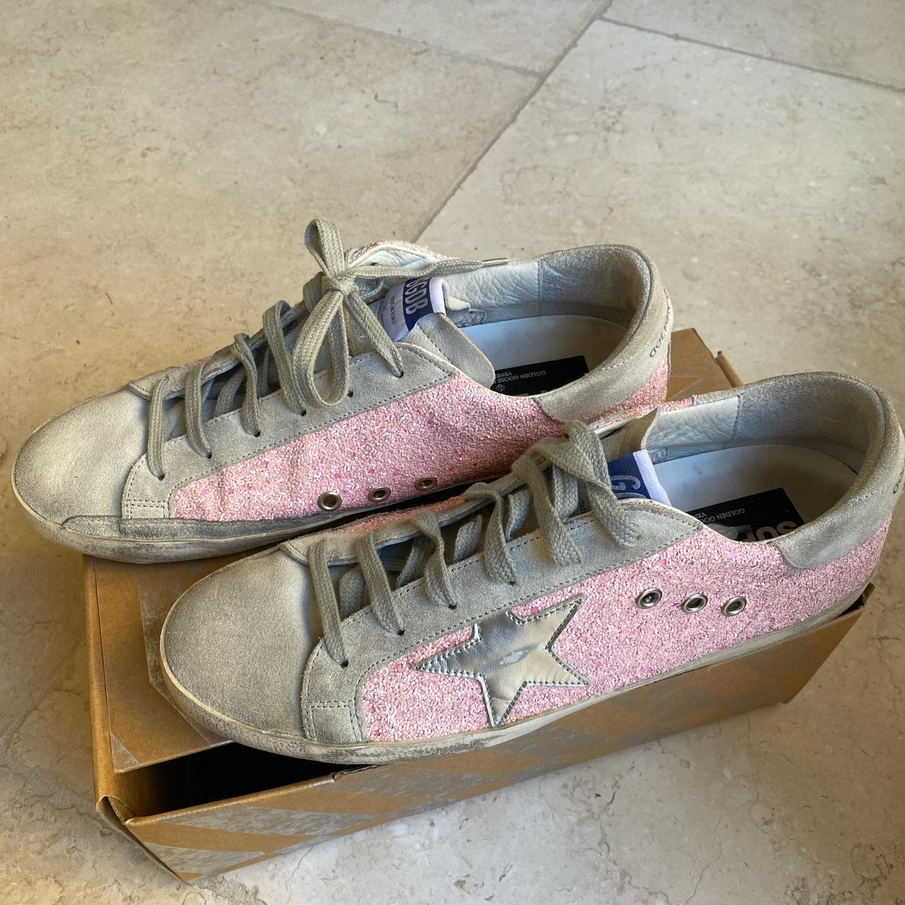 Golden Goose pink glitter sneakers. With box. Size... - Depop