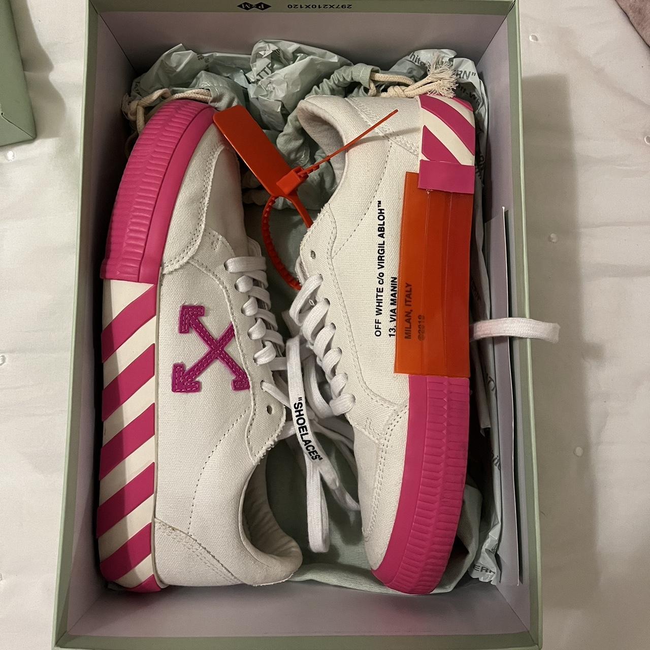 Off white pink sneakers. Size 39. Comes with. Depop