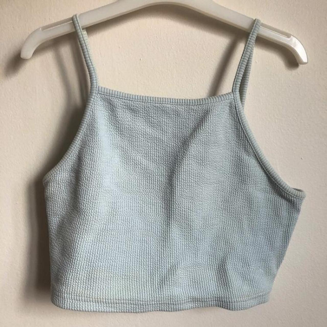 Topshop Pale Blue Cropped Vest Top UK Size 10 In Depop