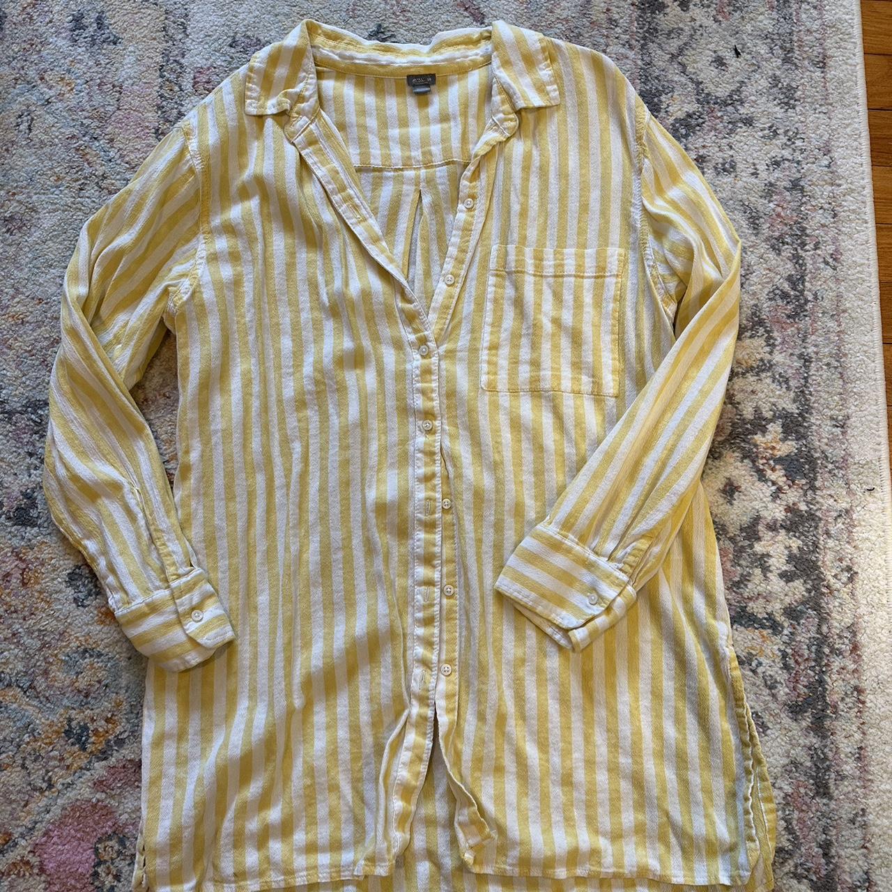 Yellow striped button up/beach coverup 🫶🏼 Depop
