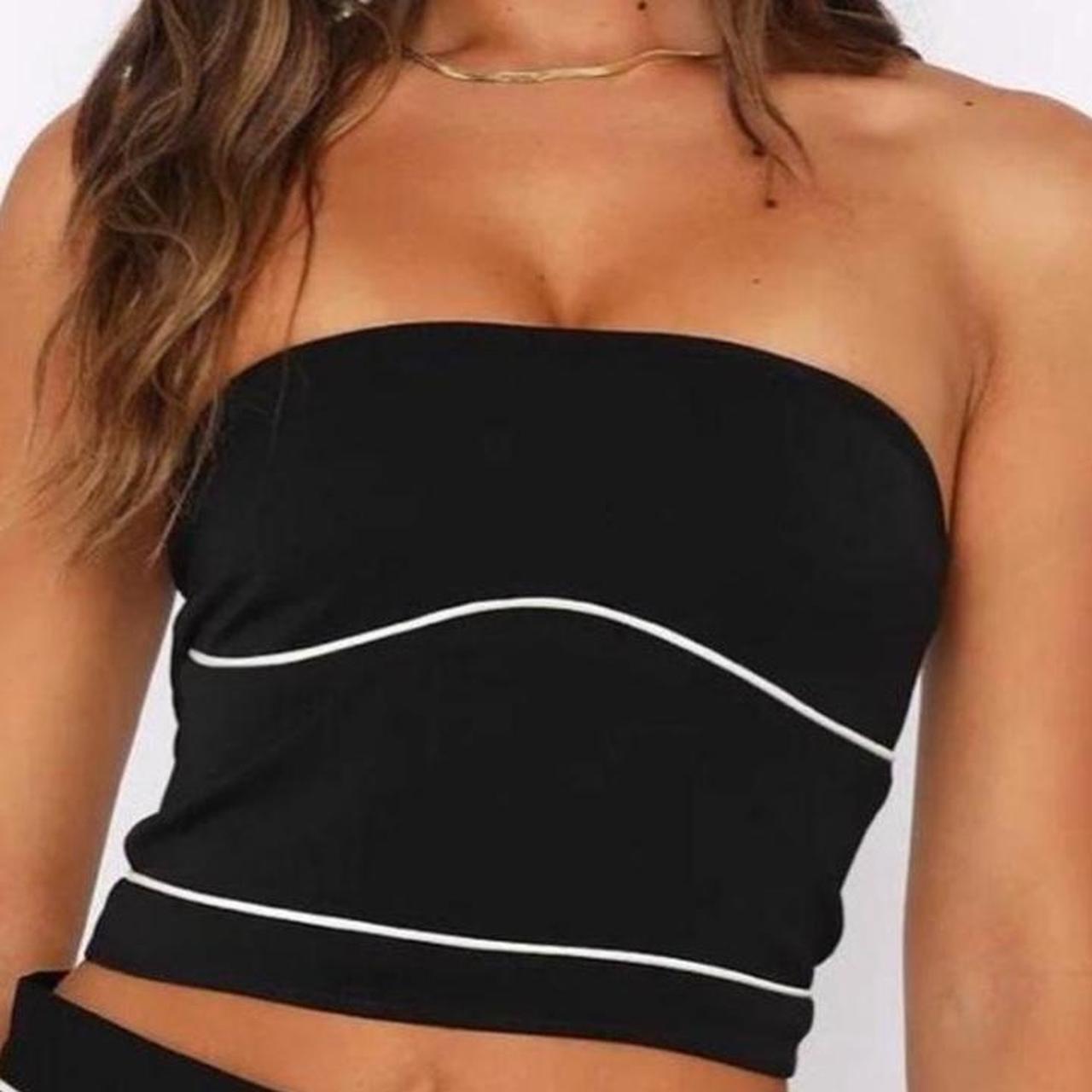 white fox tube top w zipper on the back , small