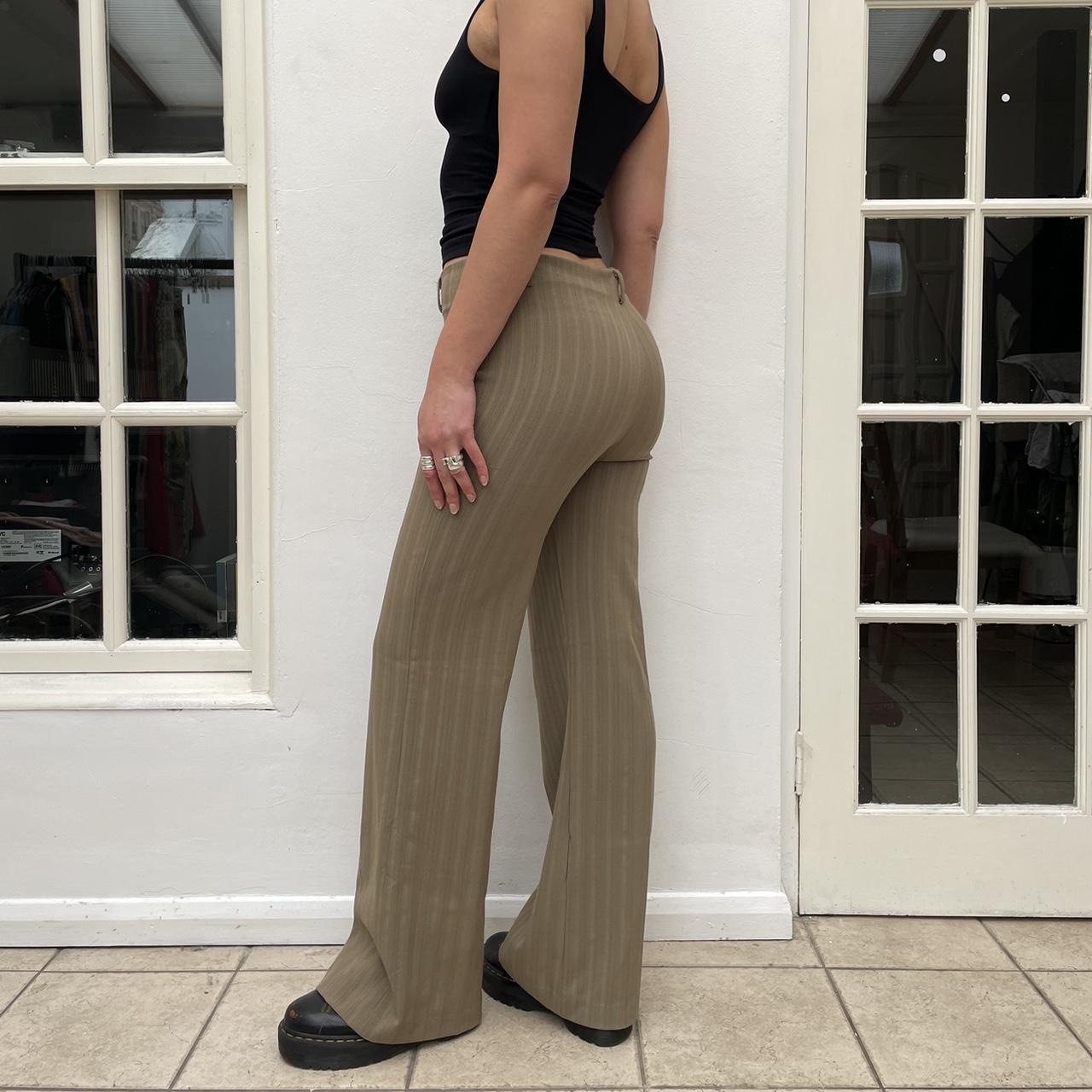 Vintage 90s/ early 2000s high waisted stretchy khaki... - Depop