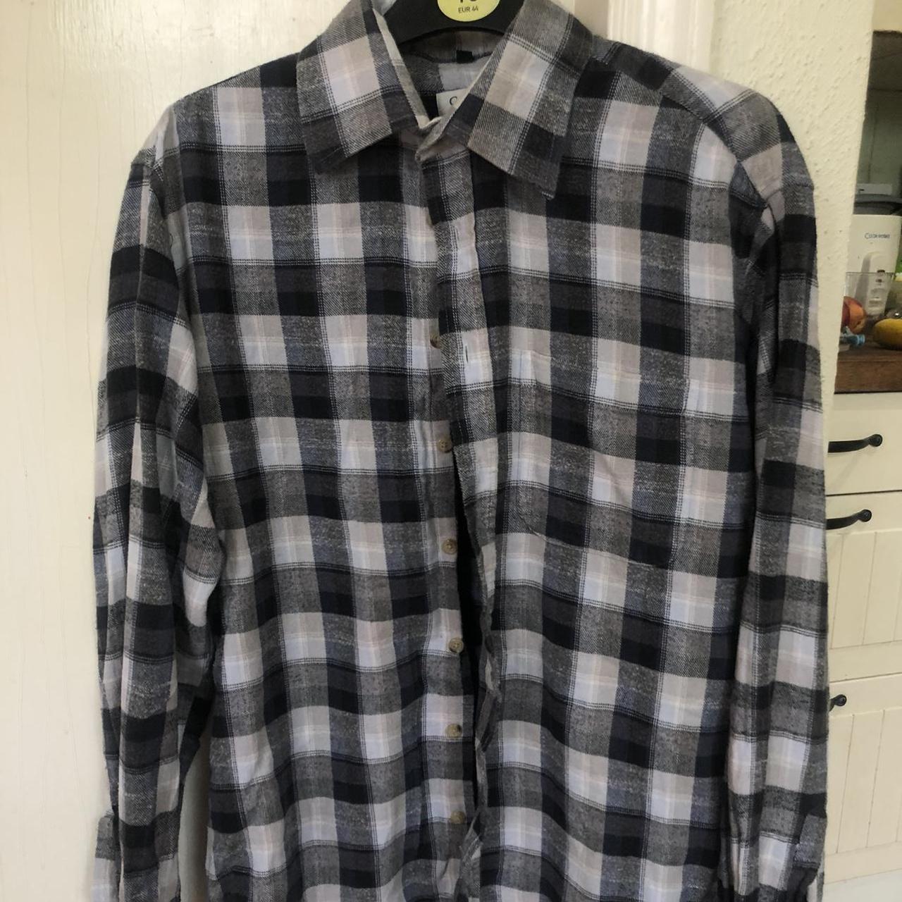 Grey and black checkered shirt Size M/L Good condition - Depop