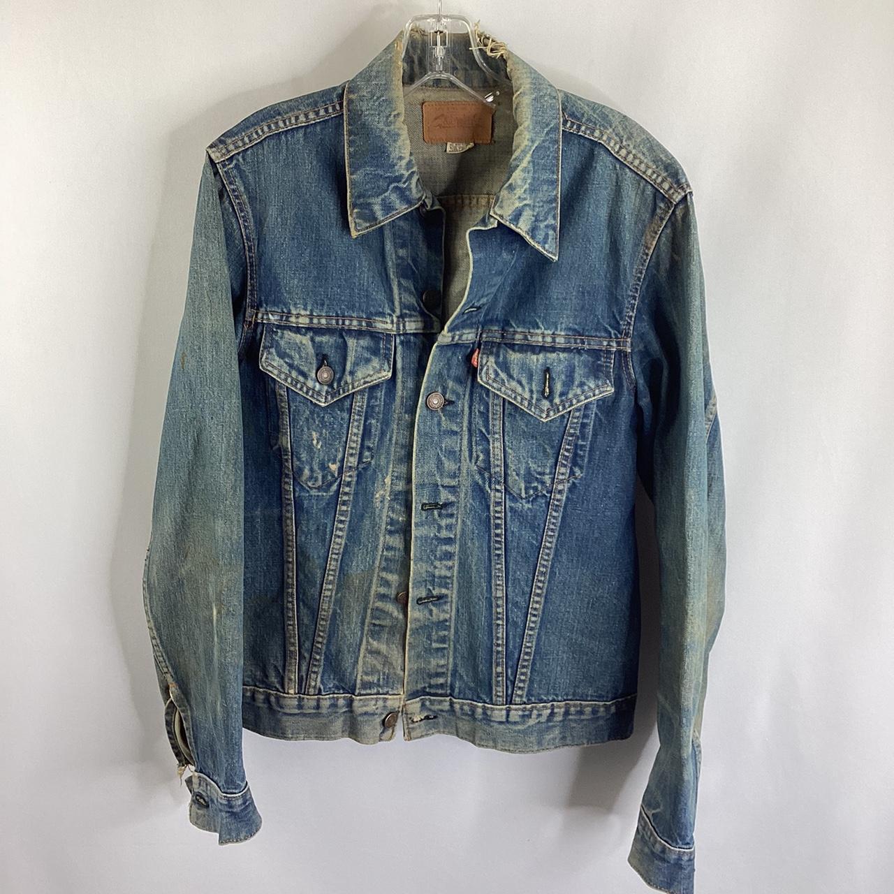 vintage levi's denim jacket with big patch on the - Depop