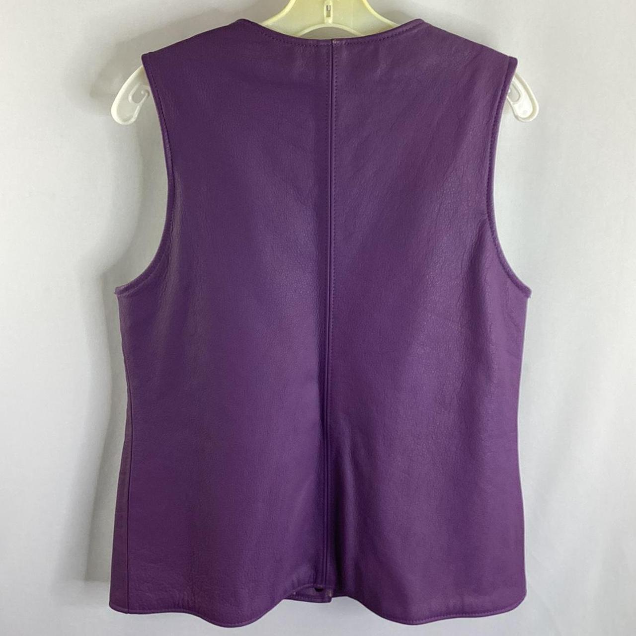 Purple Leather Zebra Lined Button Up Vest shops