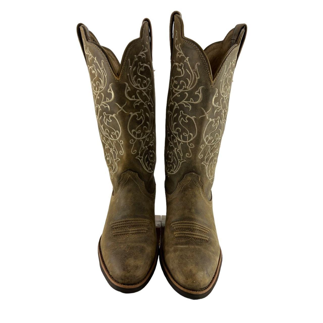 Ladies' Twisted X Brown Leather Embroidered Almond... Depop