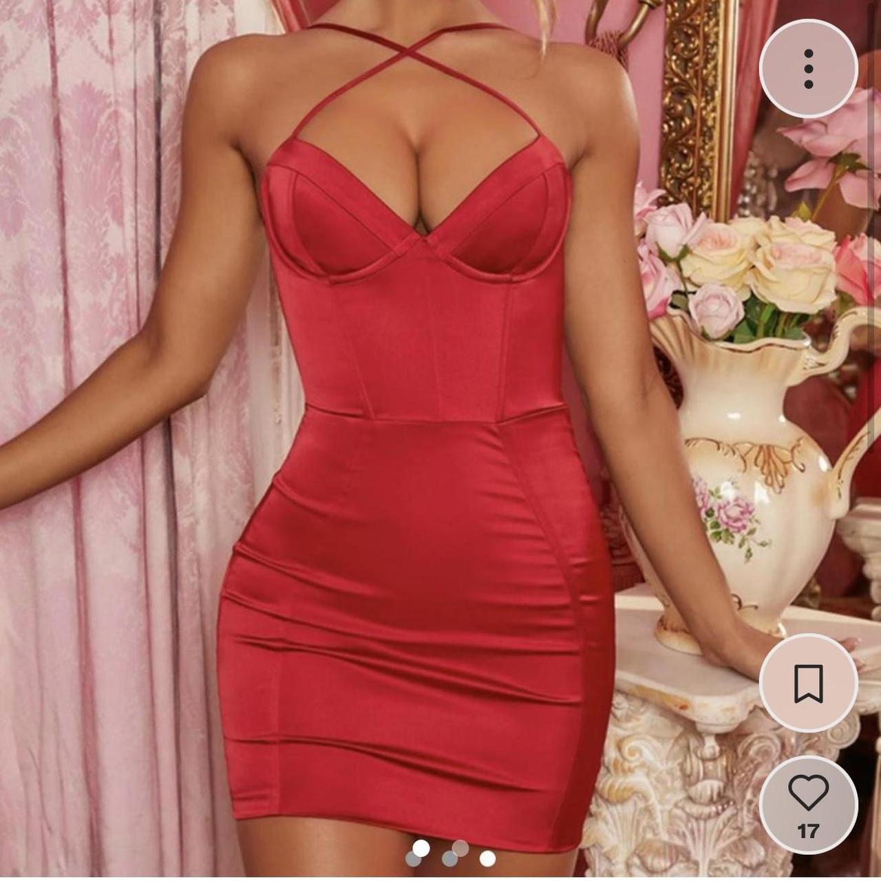 Oh Polly ‘Cross Path’ Underwired Satin Mini Dress in... Depop