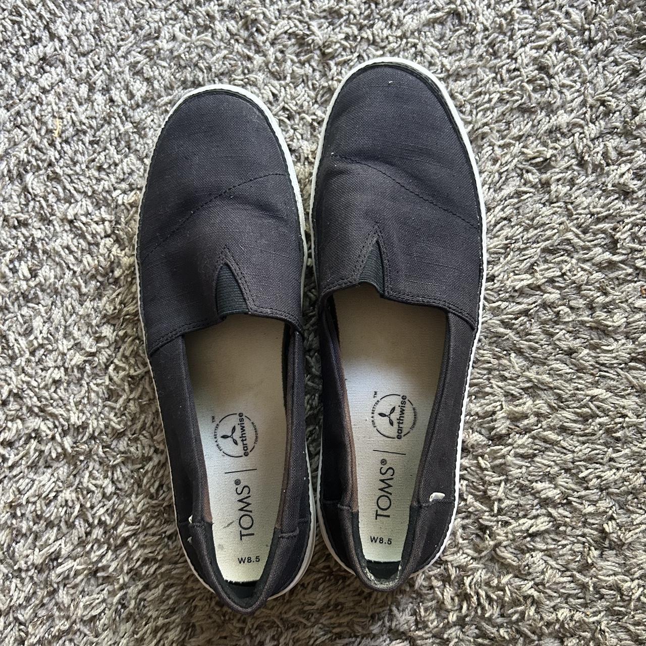 Toms black fashion leather slip ons