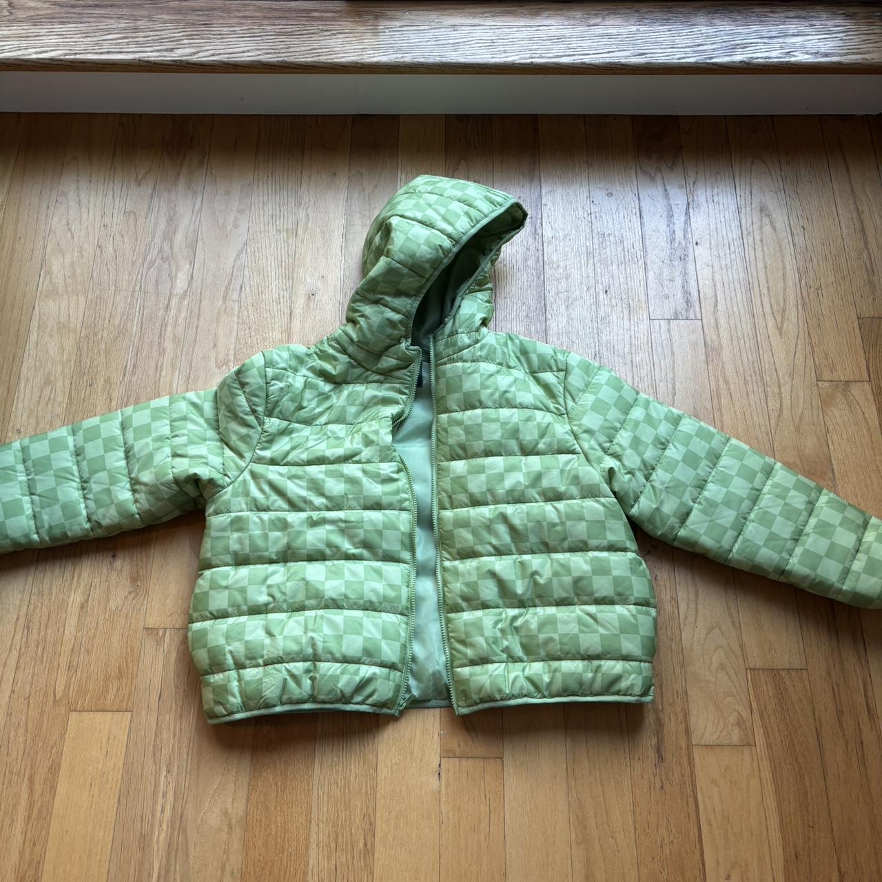 Wild Fable green checkered puffer jacket #pufferjacket Depop