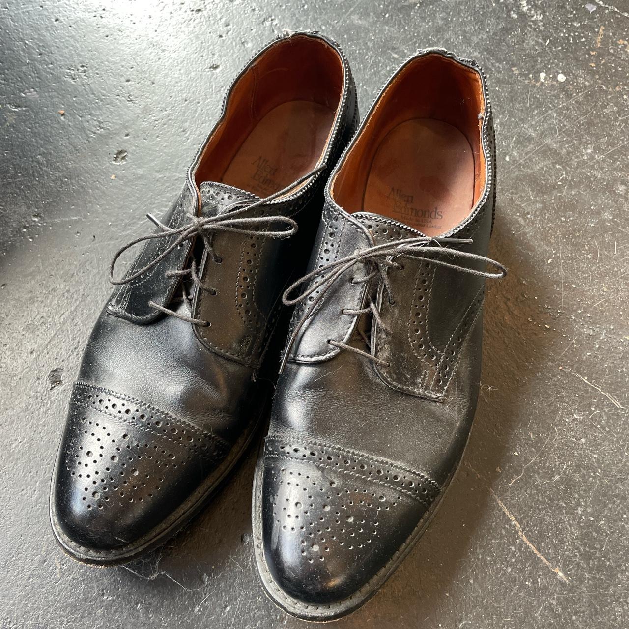 Allen Edmonds leather black loafers minimal wear on... - Depop