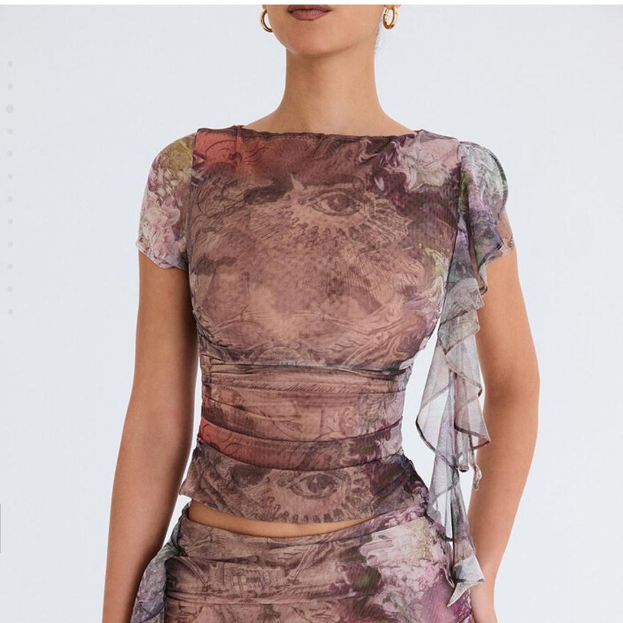 Ruffle Print top in an XS from Mistress Rocks, super... - Depop