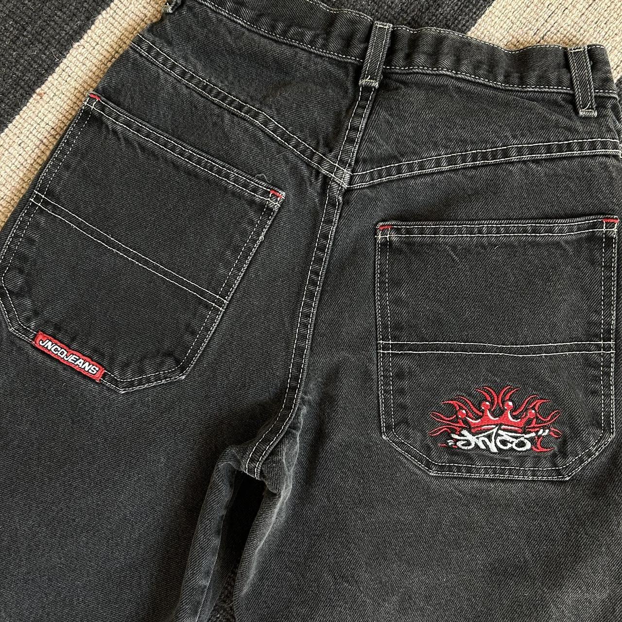 Cool 2000s black long jean shorts by JNCO. Fun... - Depop