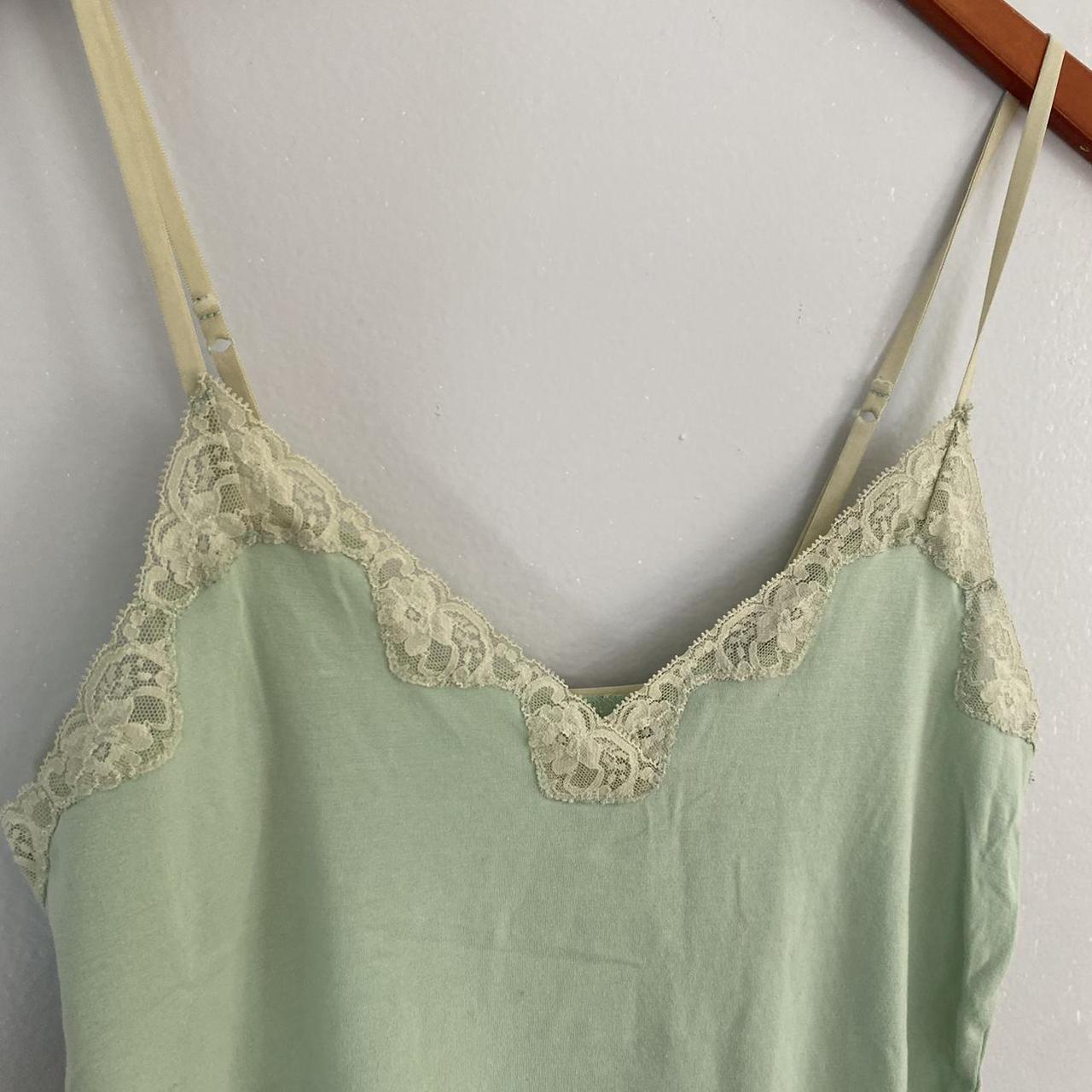 Fairy Lace Top Y2K green lace cami with adjustable... - Depop