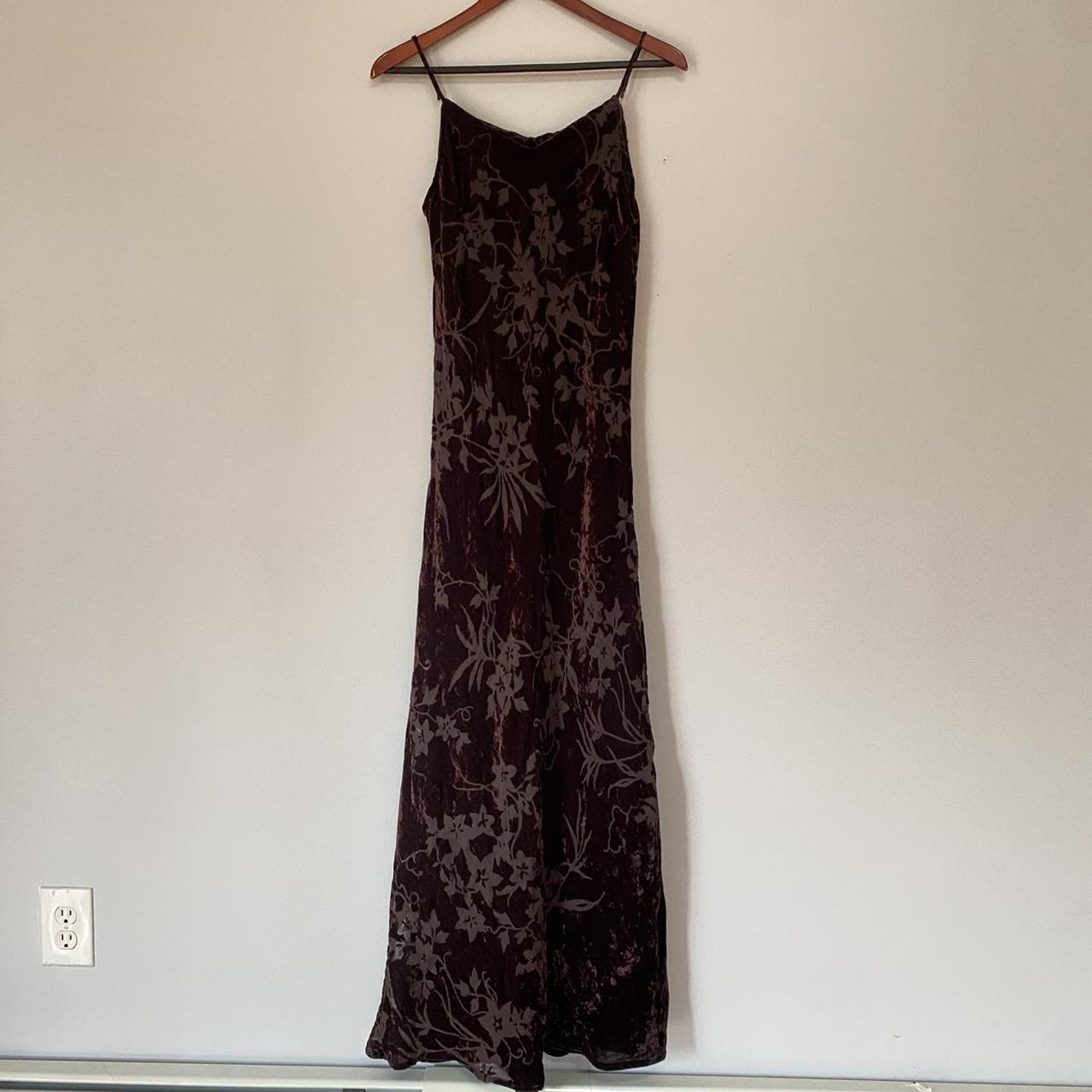 Whimsigoth Dress Vintage 90s brown maxi velvet... - Depop