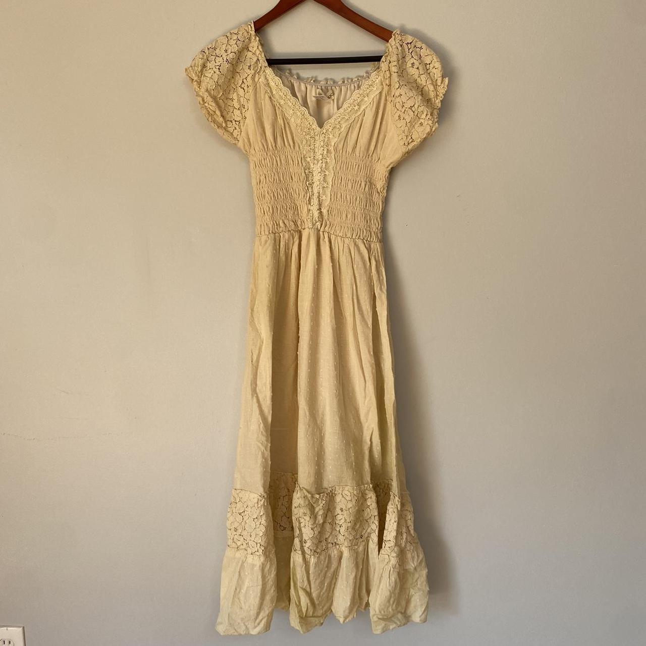 Coquette Maxi Dress Vintage cream tiered maxi dress... - Depop