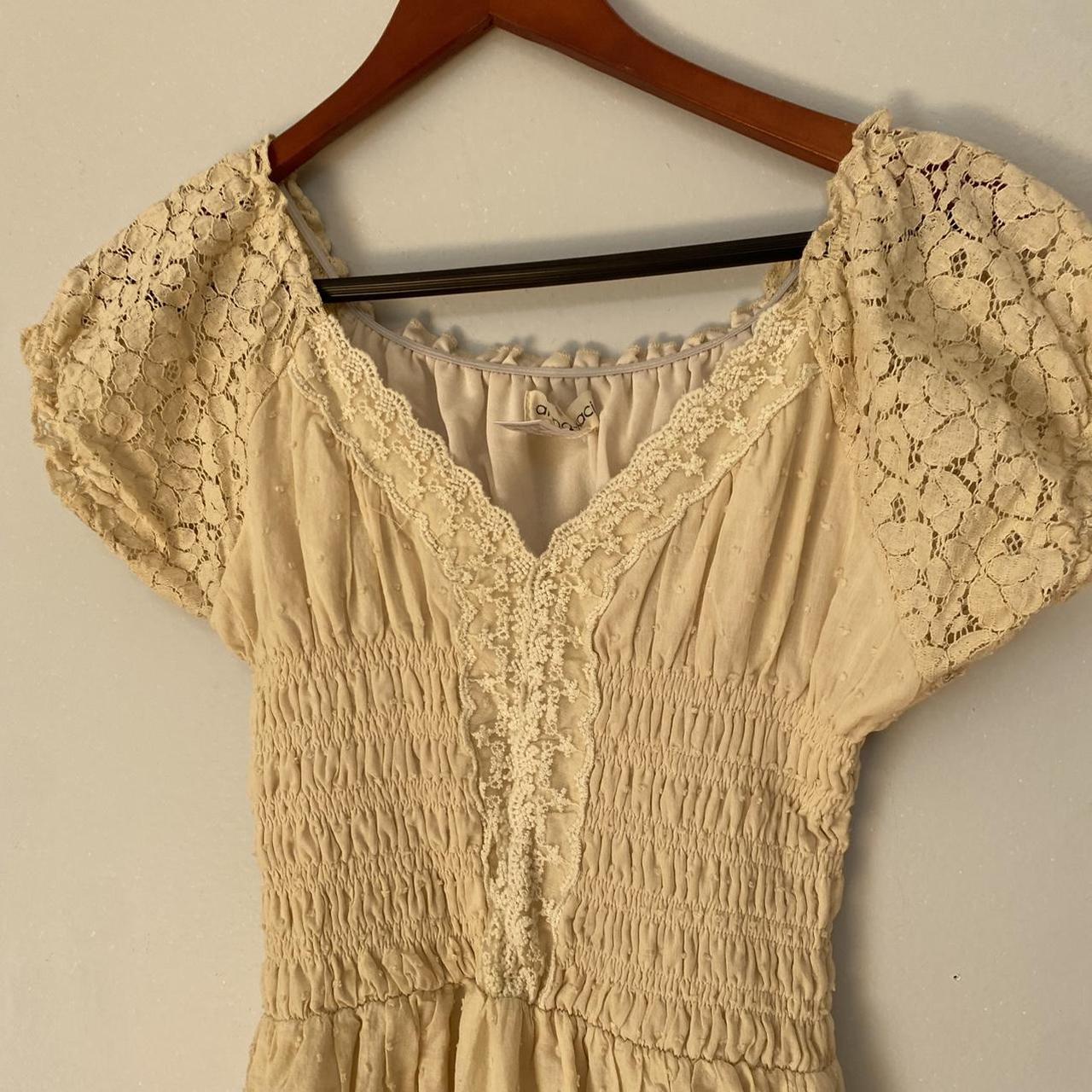 Coquette Maxi Dress Vintage cream tiered maxi dress... - Depop