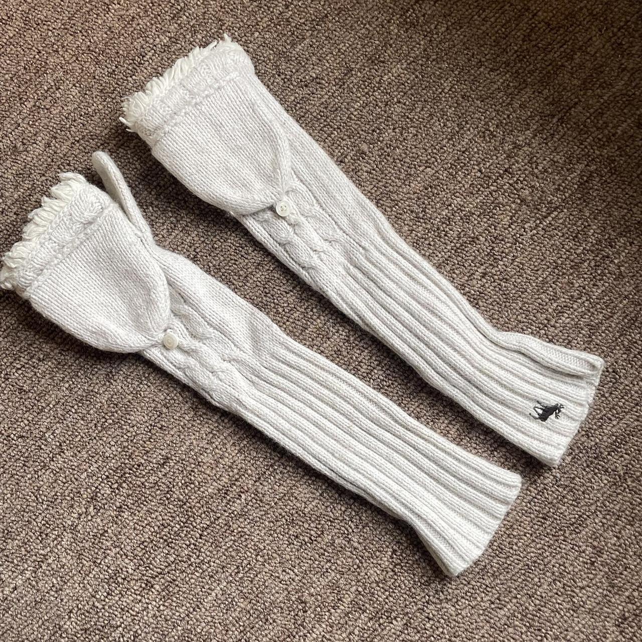 Coquette Gloves Vintage Y2K Hollister cream ribbed... - Depop