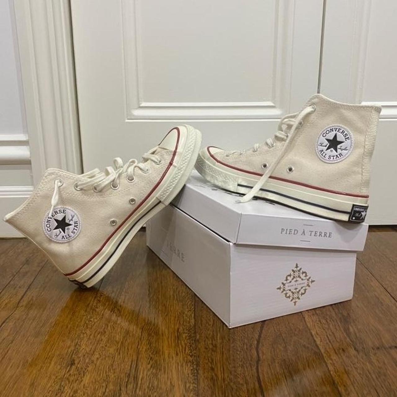 Converse Women's White and Cream Trainers | Depop