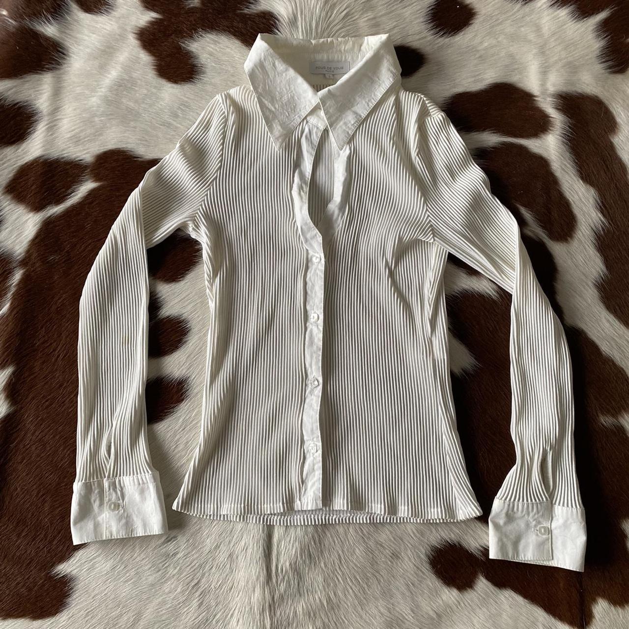 Vintage long sleeve pleated material shirt. Can be... - Depop