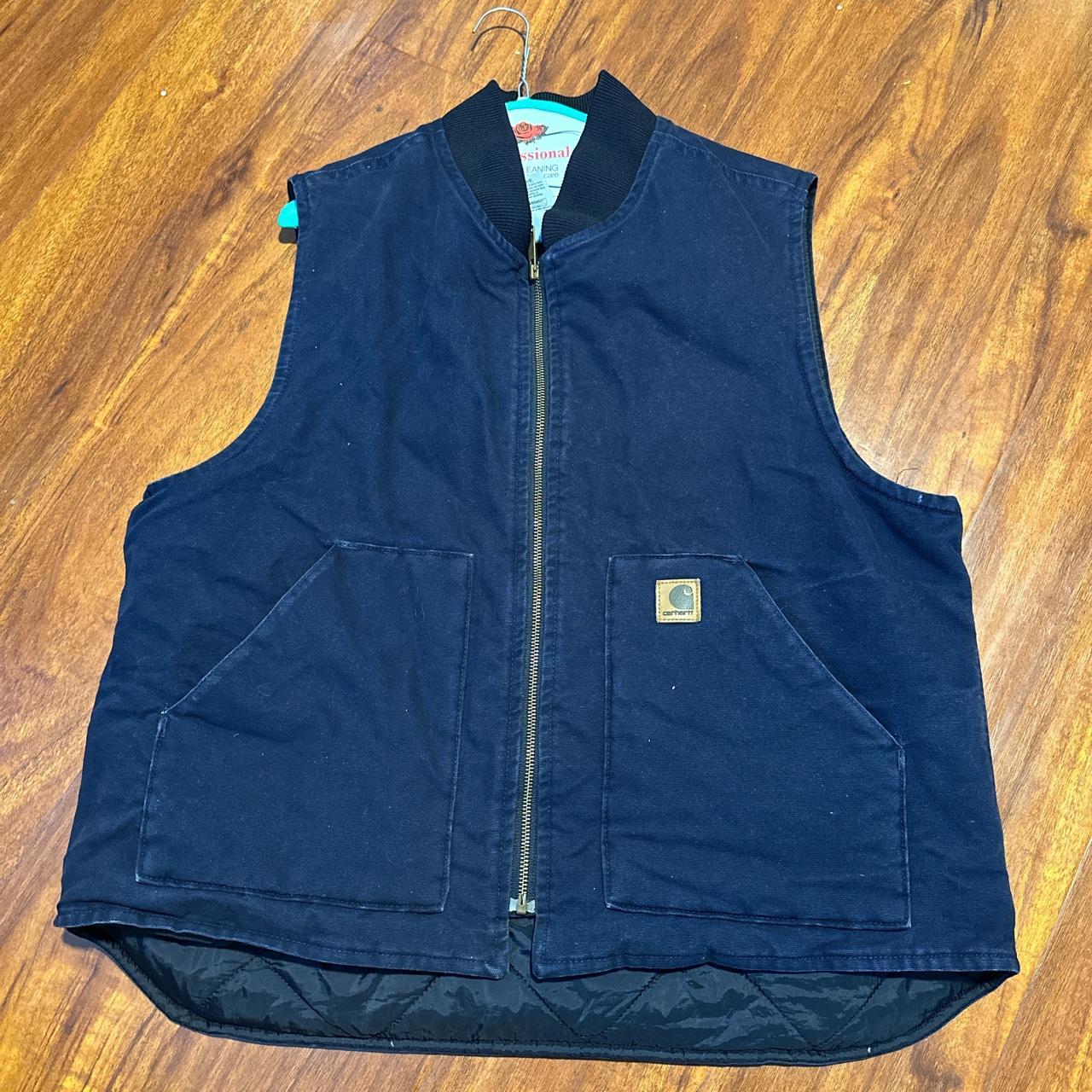 Carhartt navy blue vest Worn to perfection XL 15... Depop