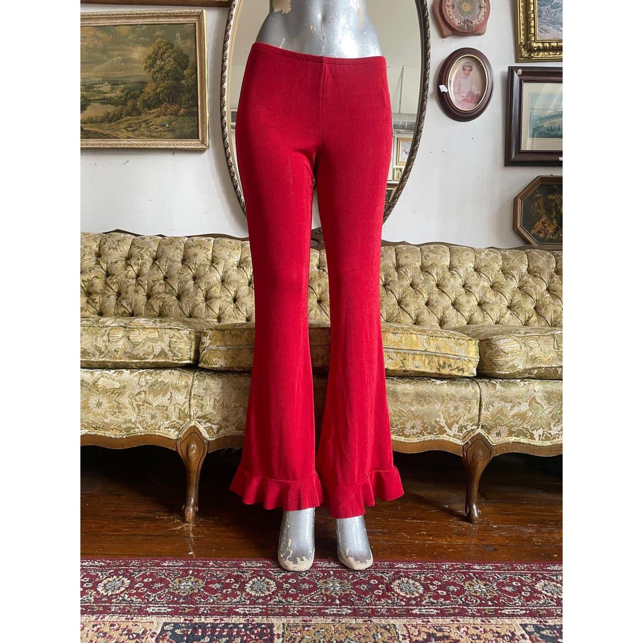 Red urban-outfitters-flare-pants - Depop