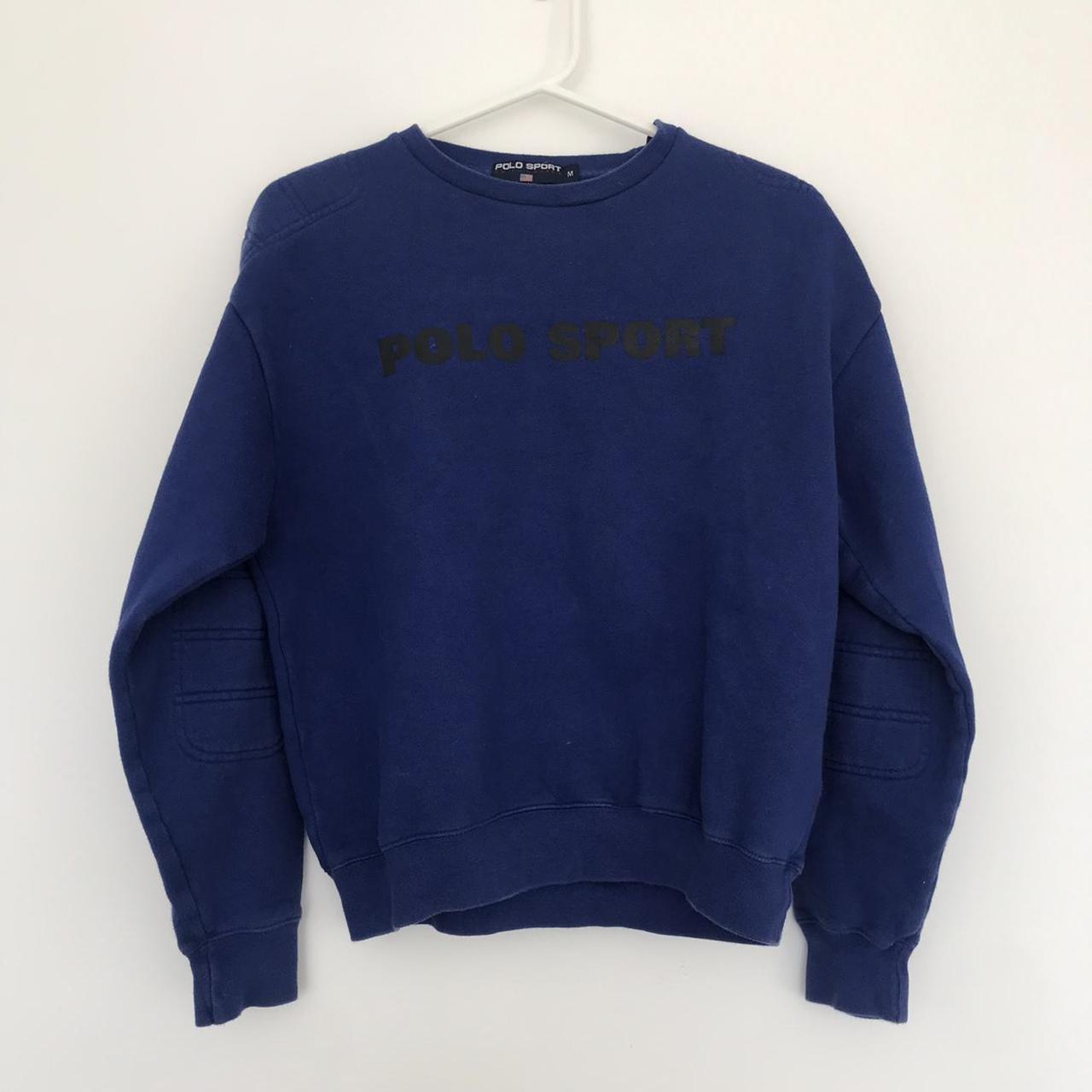 Polo Sport Women's Black and Blue Sweatshirt Depop