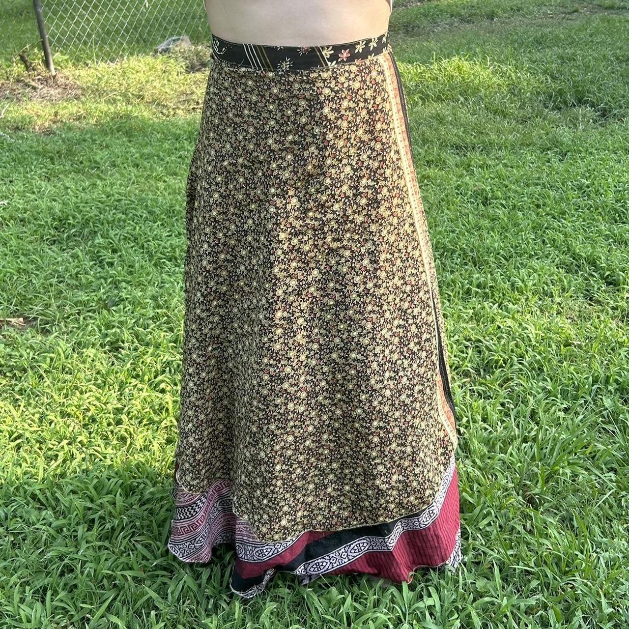 silk wrap skirt / maxi skirt 100% silk, made in... - Depop