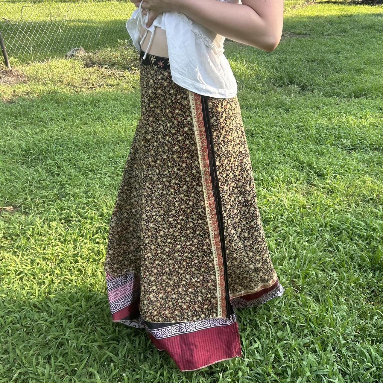 silk wrap skirt / maxi skirt 100% silk, made in... - Depop