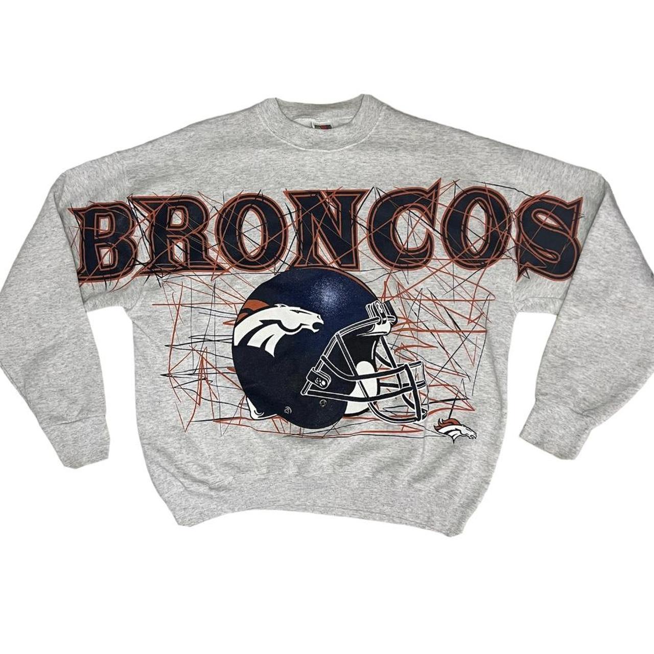 Vintage Denver Broncos Sweatshirt Mens Large Gray Logo Athletic Pullover  Sweater