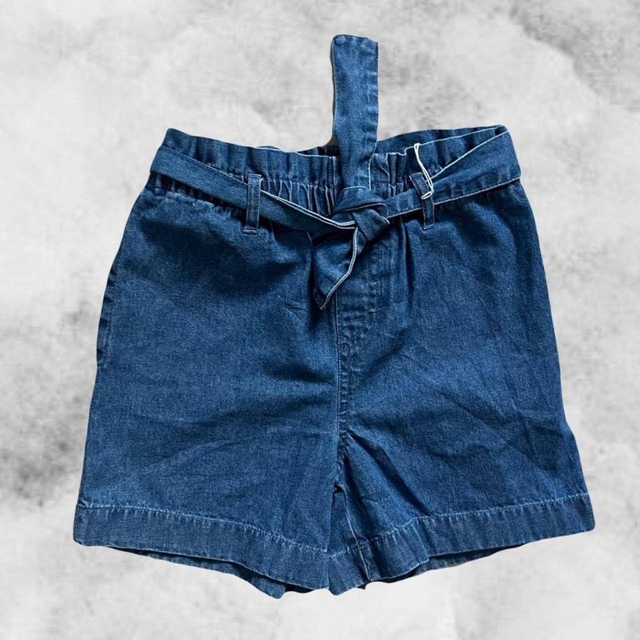 Blue high waisted denim shorts comes with matching... - Depop