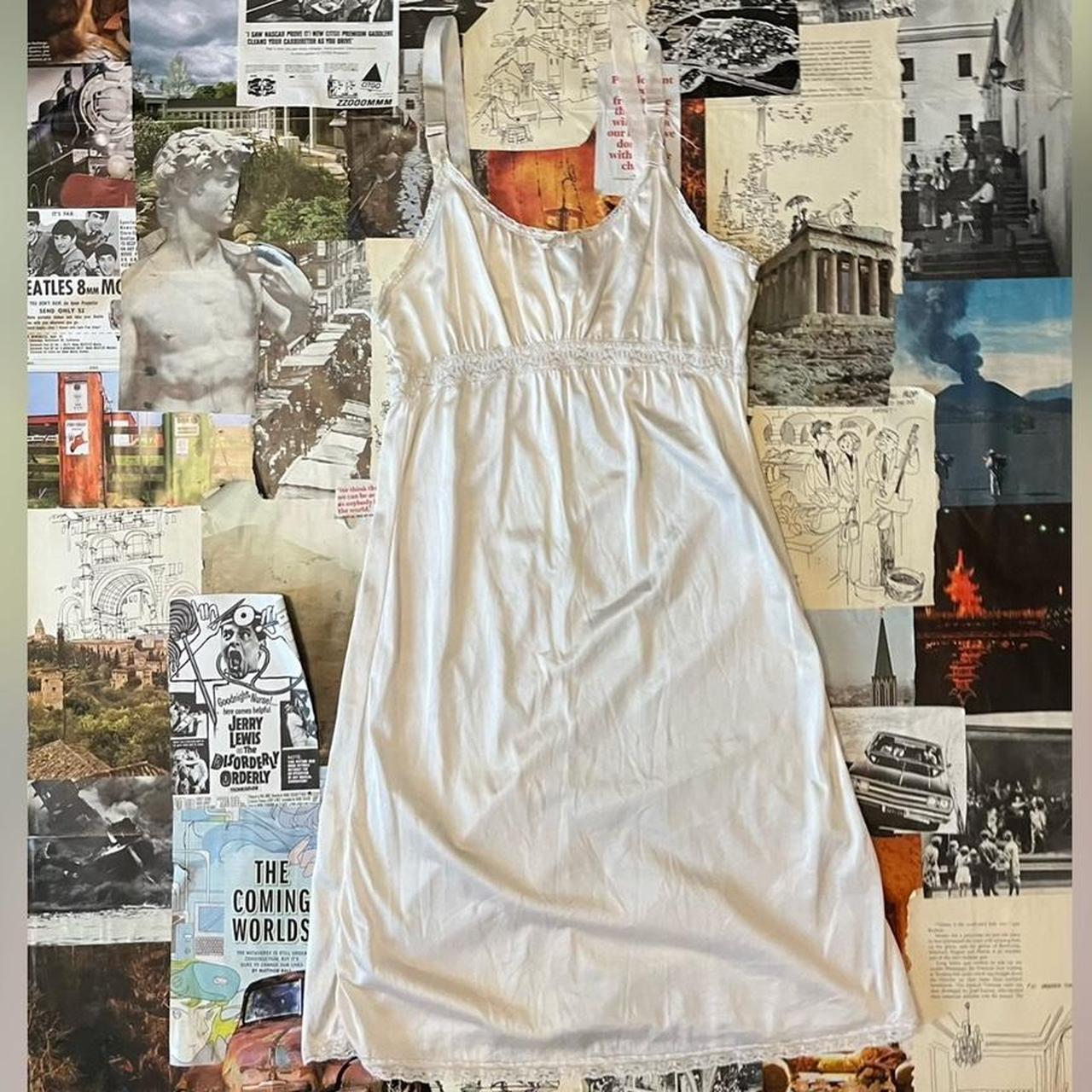 white vintage midi slip dress such an adorable look... - Depop