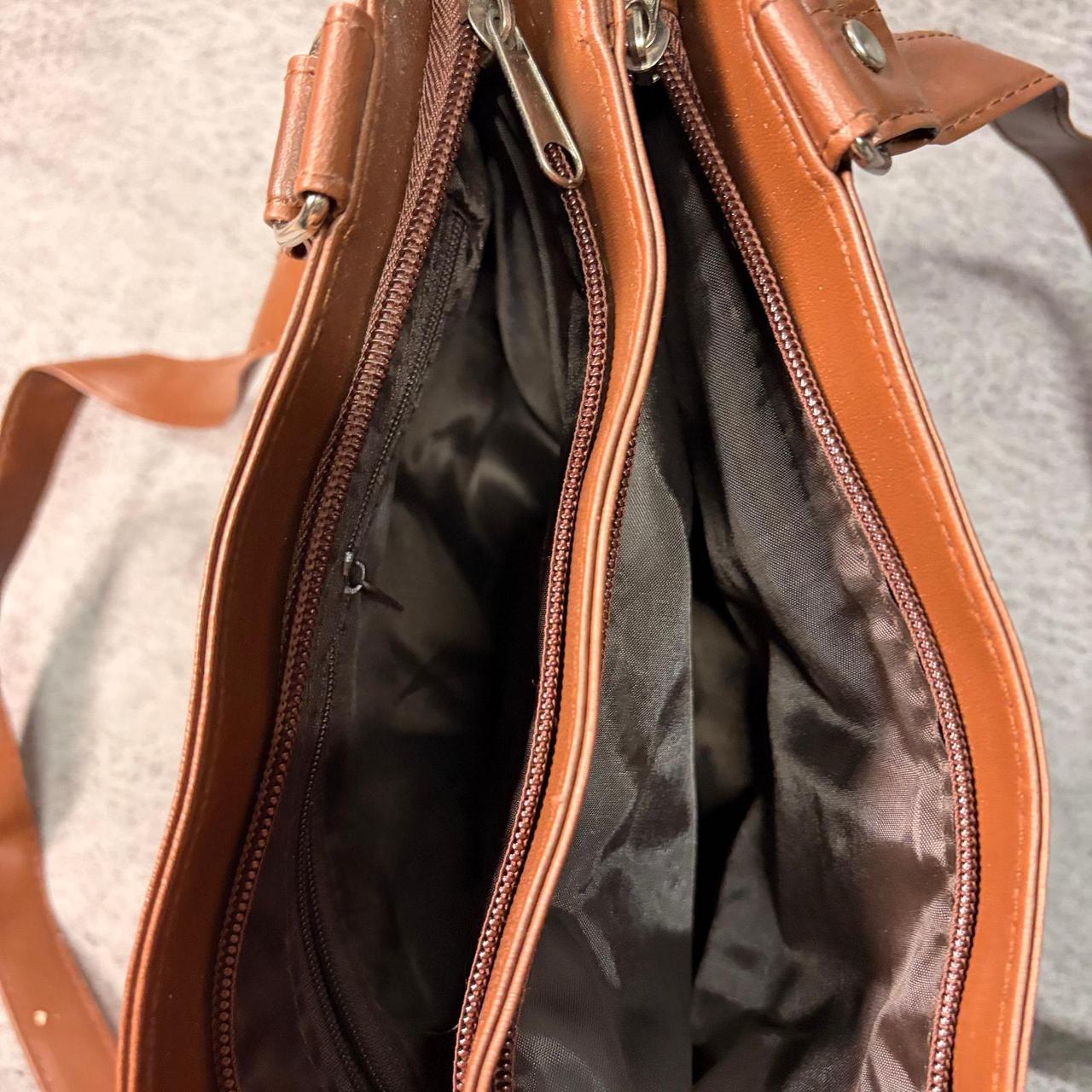 Women's Bag - Brown – Brown Patchwork Panel Shoul… - image 7