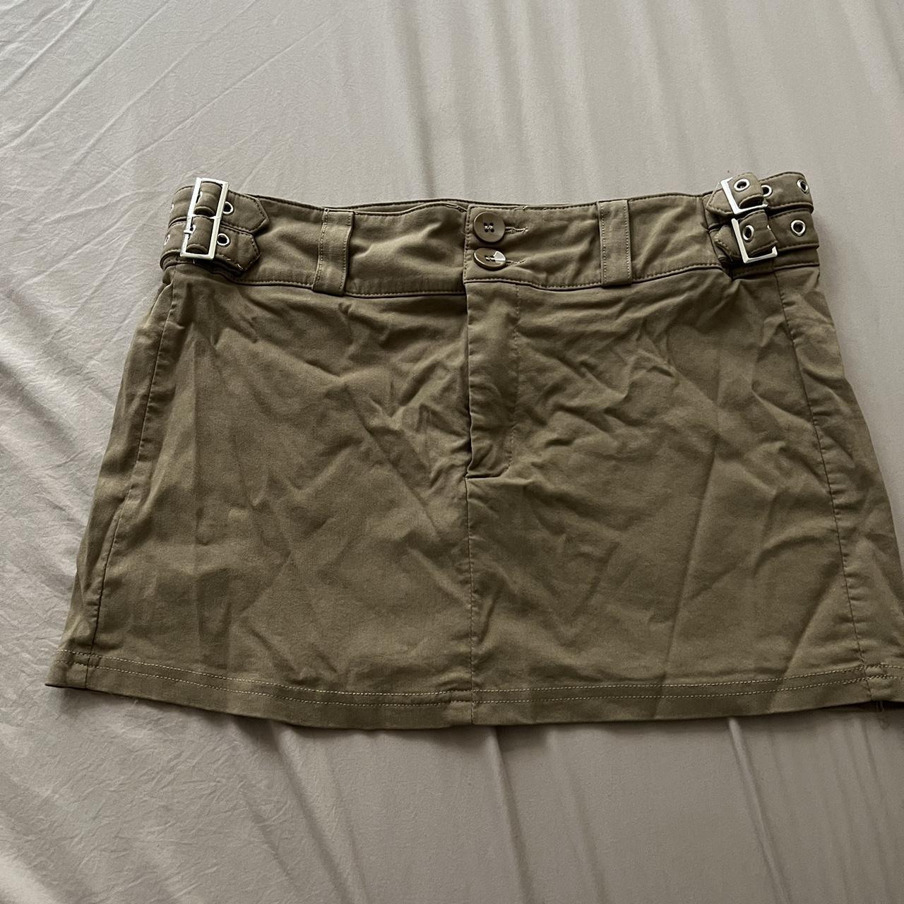 Dark khaki mini skirt - Depop