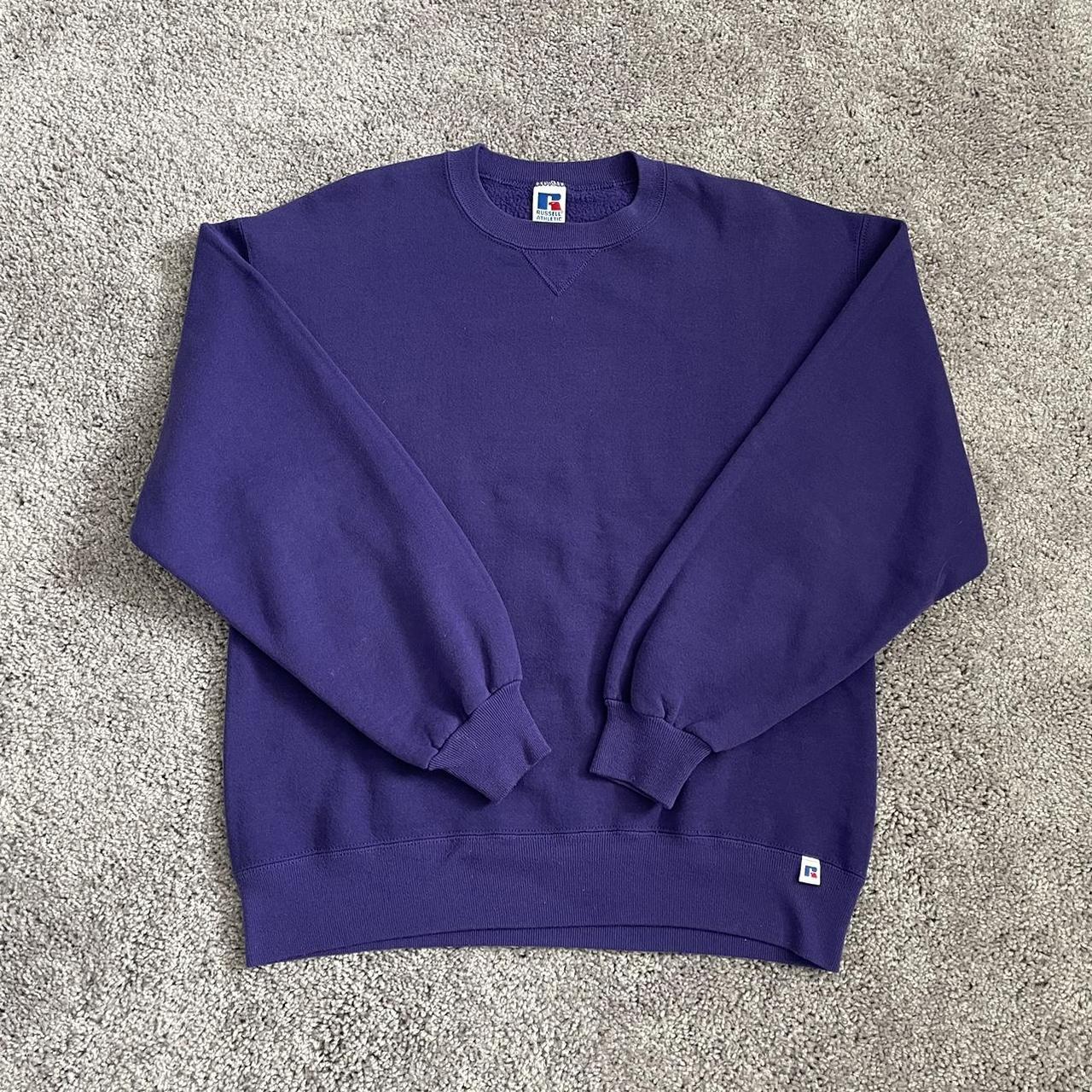 vintage russell purple sweater measurements: 21”... - Depop