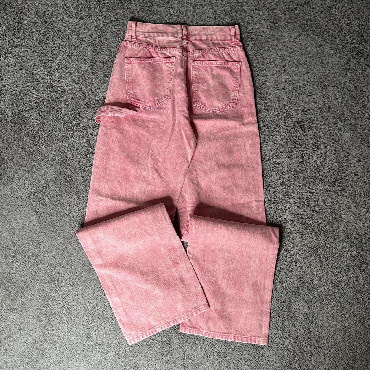 Washed Pink Seam Detail Panel Straight Leg Jeans