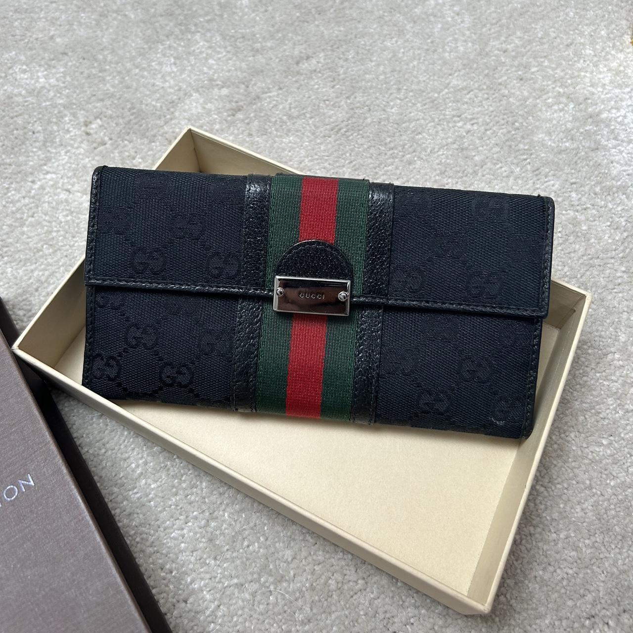 100% AUTHENTIC GUCCI WALLET WITH LEATHER DETAILS AND - Depop