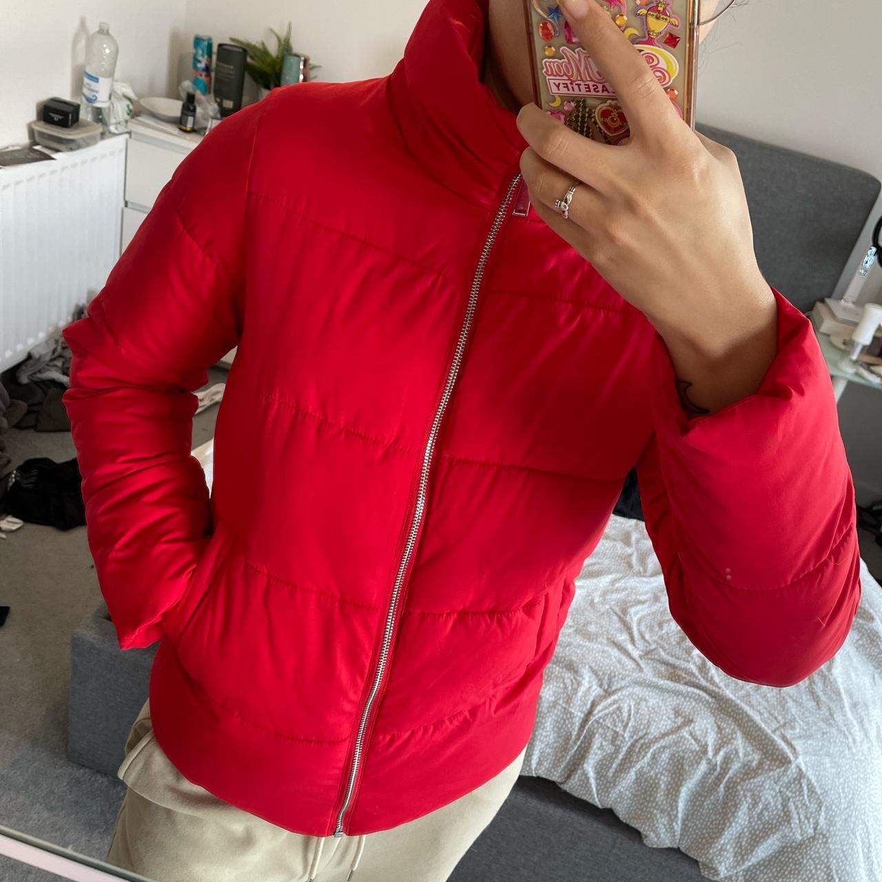 Matalan Red Puffer Coat Size UK 6 - can fit a UK... - Depop