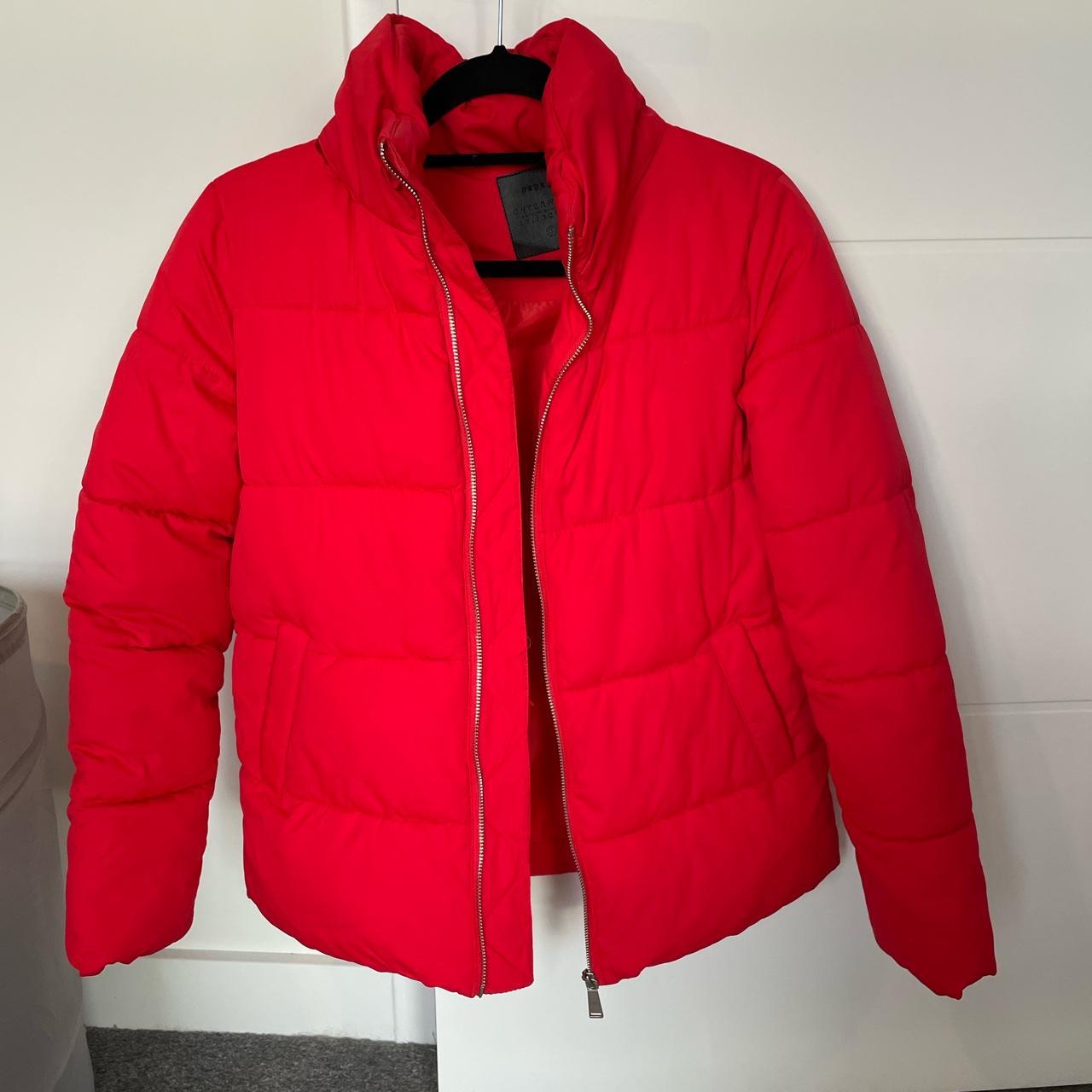 Matalan Red Puffer Coat Size UK 6 - can fit a UK... - Depop