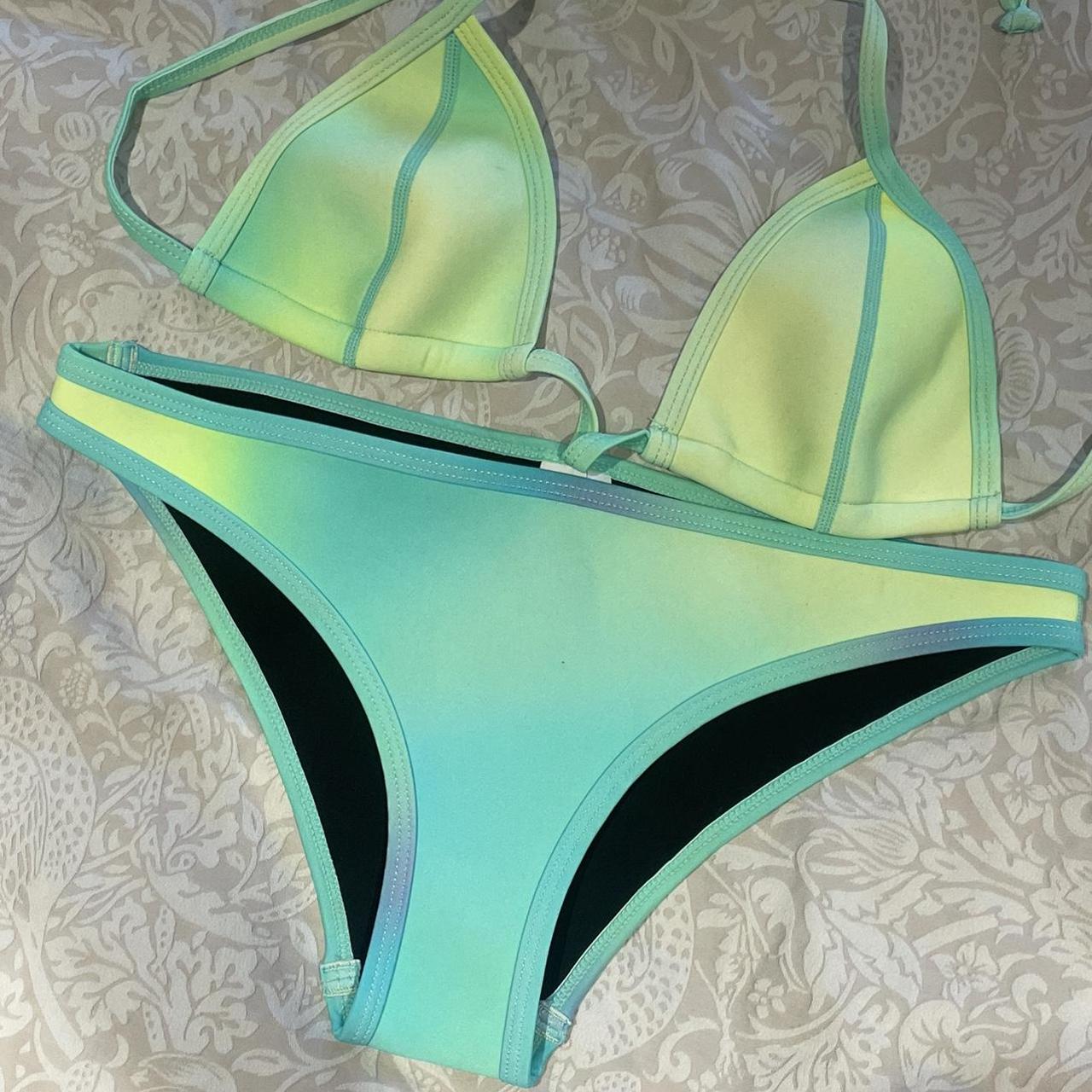 Hoaka swim wear/ bikini ombré blue and Green size small Depop