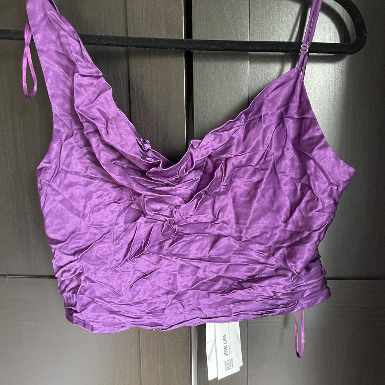 Zara Women's Purple Crop-top | Depop