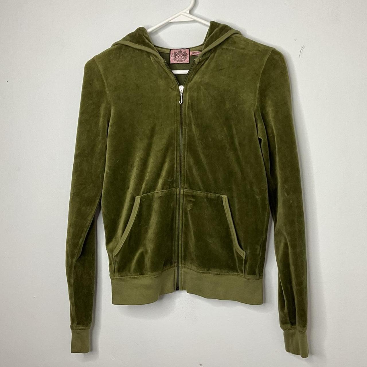 Juicy Couture Olive Green Velour Track Jacket the Depop