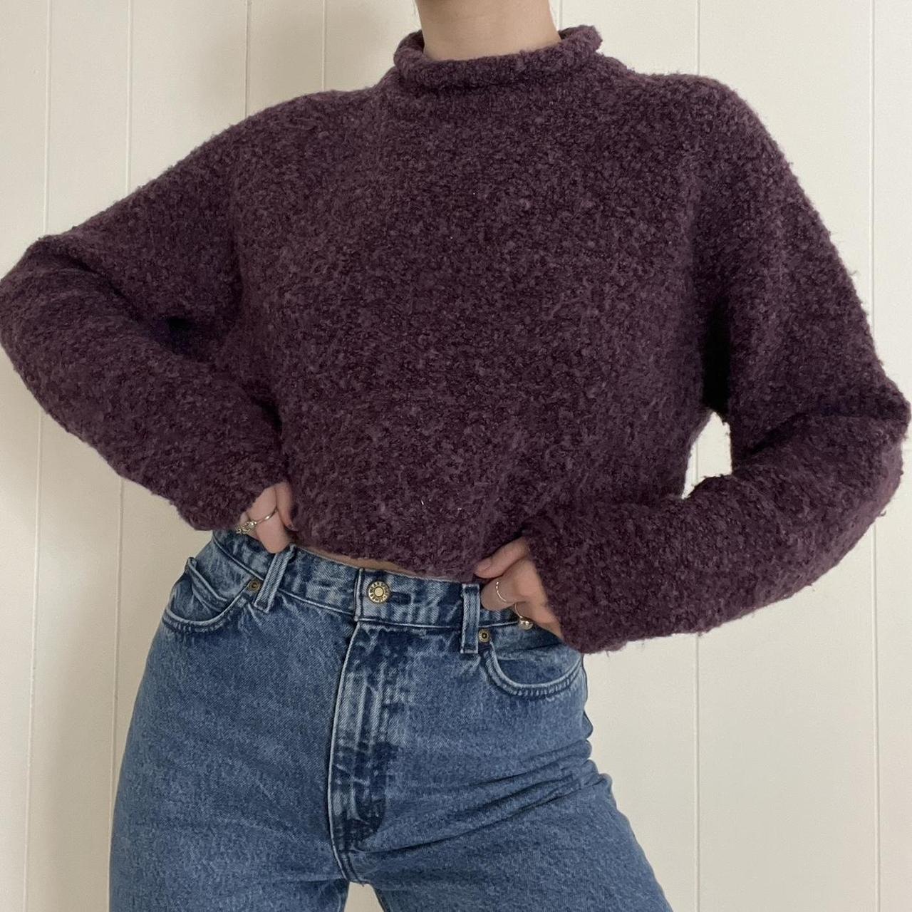 90s purple fuzzy mock neck sweater by Limited no... - Depop