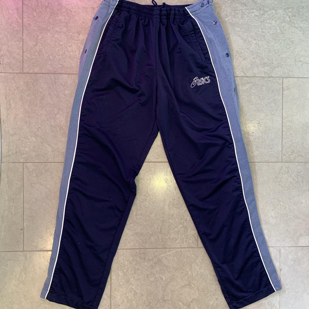 Oasics tracksuit bottoms sweatpants With button poppers Depop