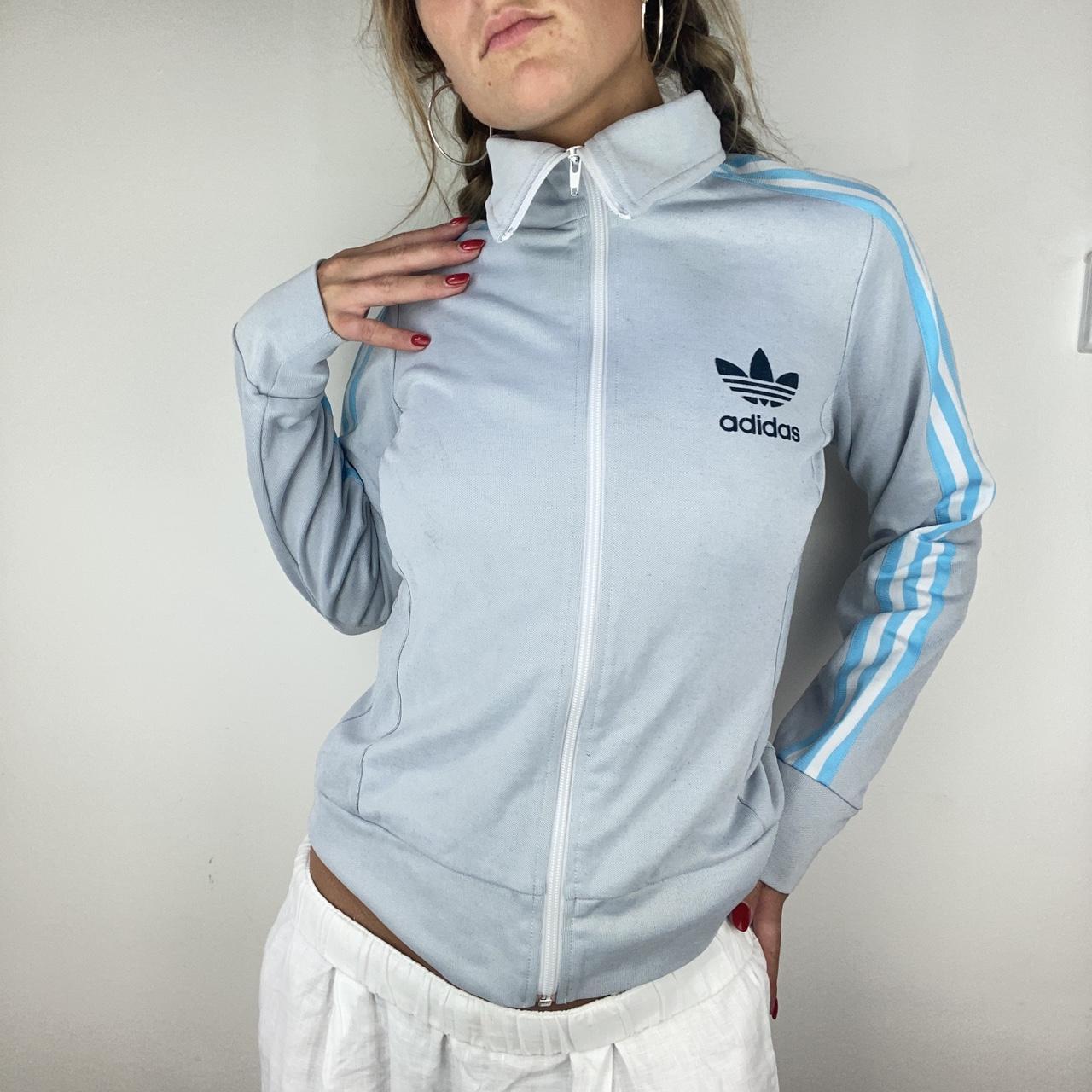 Adidas light blue track jacket size 38. f Depop